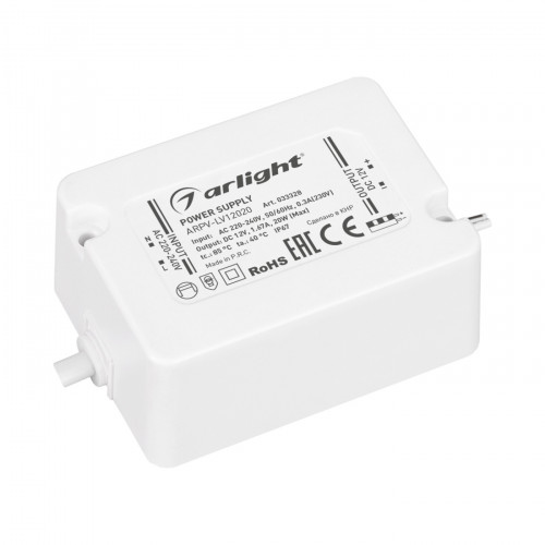 Блок питания ARPV-LV12020 (12V, 1.67A, 20W) (Arlight, IP67 Пластик, 3 года)