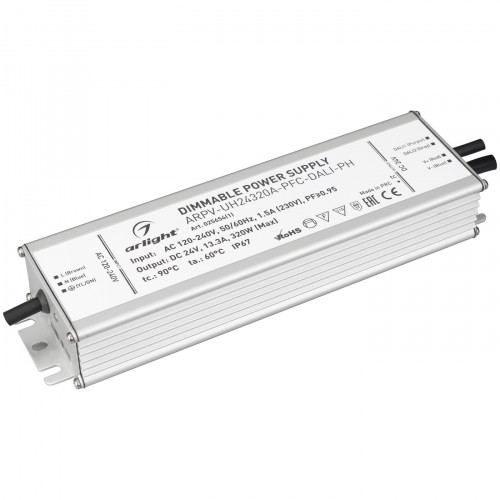 Блок питания ARPV-UH24320A-PFC-DALI-PH (24V, 13.3A, 320W) (Arlight, IP67 Металл, 7 лет), 025654(1)