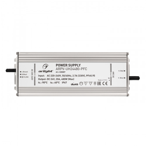 Блок питания ARPV-UH24480-PFC (24V, 20A, 480W) (Arlight, IP67 Металл, 7 лет)