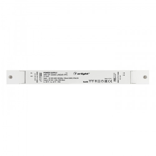 Блок питания ARV-SP-24030-LINEAR-PFC (24V, 1.25A, 30W) (Arlight, IP20 Пластик, 5 лет)