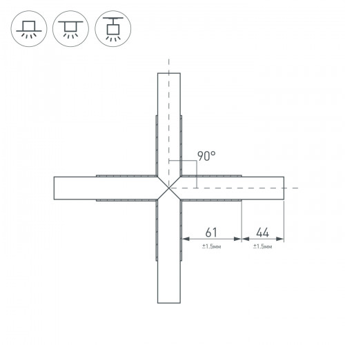 Крестовина PLS-LOCK-H25-Х90 BLACK (с экраном MAT-L) (Arlight, Металл)