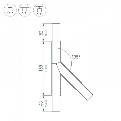 Тройник PLS-LOCK-H25-T135L левый (с экраном MAT-L) (Arlight, Металл)