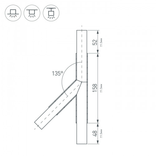 Тройник PLS-LOCK-H25-T135R правый (с экраном MAT-L) (Arlight, Металл)