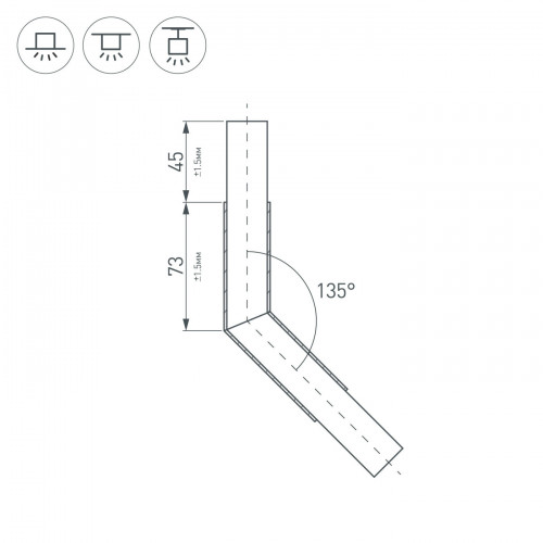 Угол PLS-LOCK-H25-L135 (с экраном MAT-L) (Arlight, Металл)