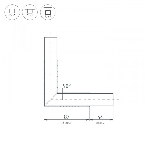 Угол PLS-LOCK-H25-L90 BLACK (с экраном MAT-L) (Arlight, Металл)