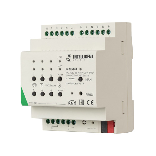 Актуатор KNX-4063-82-WTO-CL-DIN (BUS/230V, 6x300mA, KNX Secure) (IARL, IP20 Пластик, 2 года) 041250