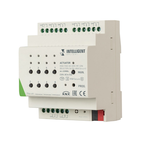 Актуатор KNX-7083-82-DRO-MF-DIN (BUS/230V, 8x10А, KNX Secure) (IARL, IP20 Пластик, 2 года) 039896