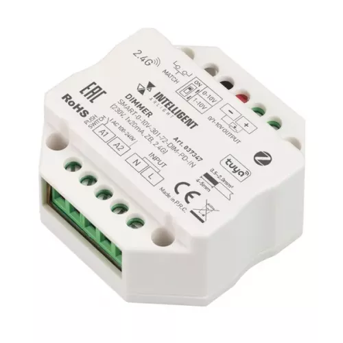 INTELLIGENT ARLIGHT Диммер SMART-0-10V-301-72-DIM-PD-IN (230V, 1x20mA, ZB, 2.4G) (IARL, IP20 Пластик, 5 лет)