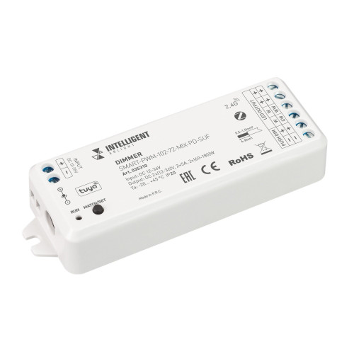 INTELLIGENT ARLIGHT Диммер SMART-PWM-102-72-MIX-PD-SUF (12-36V, 2x5A, ZB, 2.4G) (IARL, Пластик)