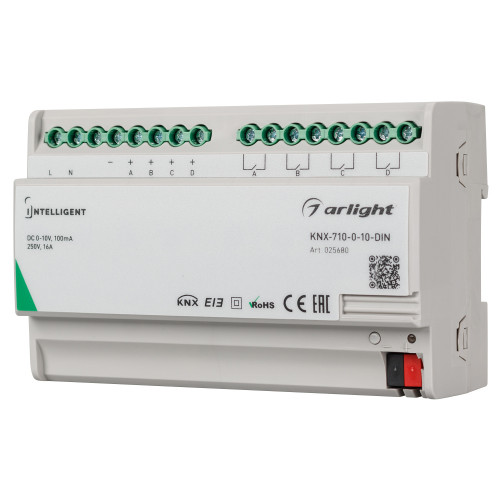 INTELLIGENT ARLIGHT Конвертер KNX-710-0-10-DIN (230V, 4x0/1-10, 4x16A) (INTELLIGENT ARLIGHT, Пластик)