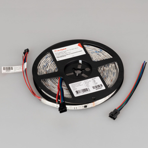 Светодиодная лента герметичная SPI-SE-B60-10mm 24V RGB-PX6-BPT (12 W/m, IP65, 5060, 5m) (Arlight, бегущий огонь)