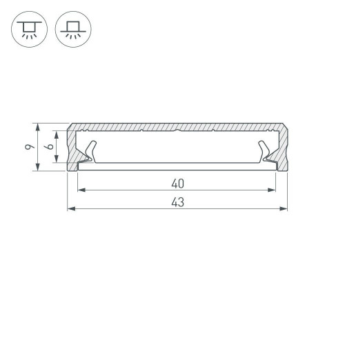 Профиль ALM-FLAT-S-2020 ANOD (Arlight, Алюминий)