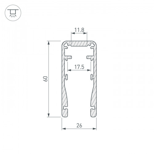 Профиль ALU-HANDRAIL-2000 FOR GLASS 17.5