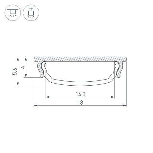 Профиль ARH-BENT-W18-2000 ANOD BLACK (Arlight, Алюминий)