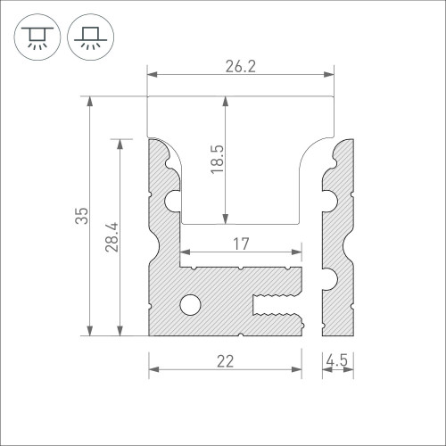 Профиль ARH-FLOOR27-H28-2000 ANOD (Arlight, Металл)