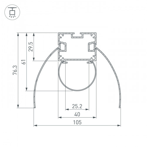 Профиль ARH-POWER-W154-COMFORT-2000 ANOD (Arlight, Алюминий)