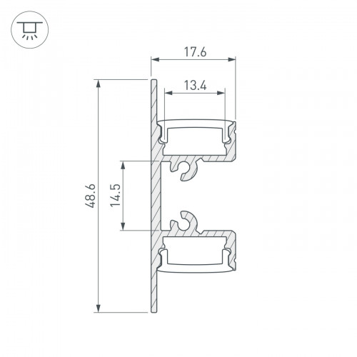 Профиль ARH-WALL-1849-DUAL-2000 ANOD (Arlight, Алюминий)