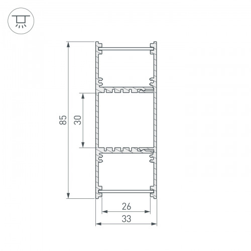 Профиль ARH-WALL-3385-DUAL-2000 ANOD (Arlight, Алюминий)