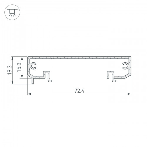 Профиль-держатель KLUS-POWER-W70-BASE-2000 ANOD (Arlight, Алюминий)