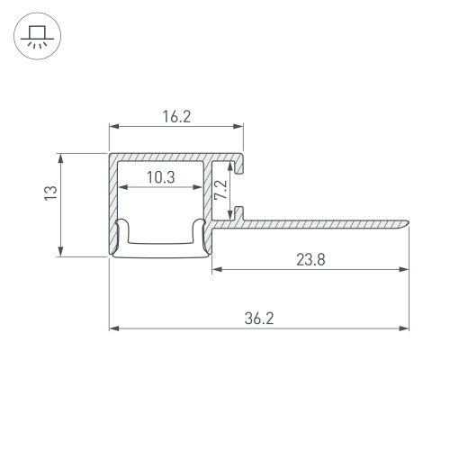 Профиль FANTOM-BENT-W12-TOP-EDGE-2000 ANOD (Arlight, Алюминий) 040328(1)