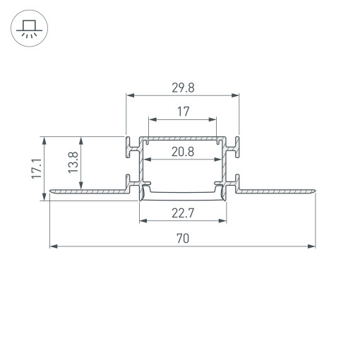 Профиль FANTOM-BENT-W23-SIDE-2000 ANOD (Arlight, Алюминий)