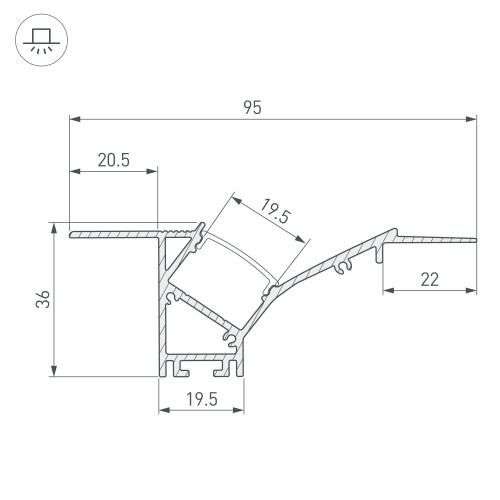 Профиль FANTOM-W45-BEVEL-2000 WHITE (Arlight, Алюминий)