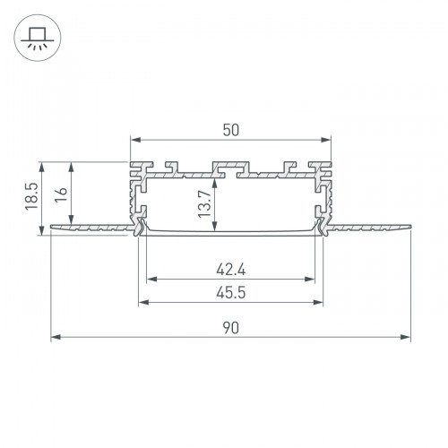 Профиль KLUS-POWER-W50H16-F-HIDE-2000 (Arlight, Алюминий)