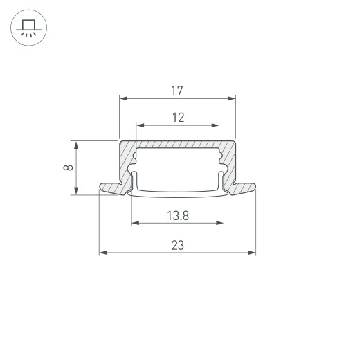 Профиль LINE-2308-F-2000 ANOD BLACK (Arlight, Алюминий)