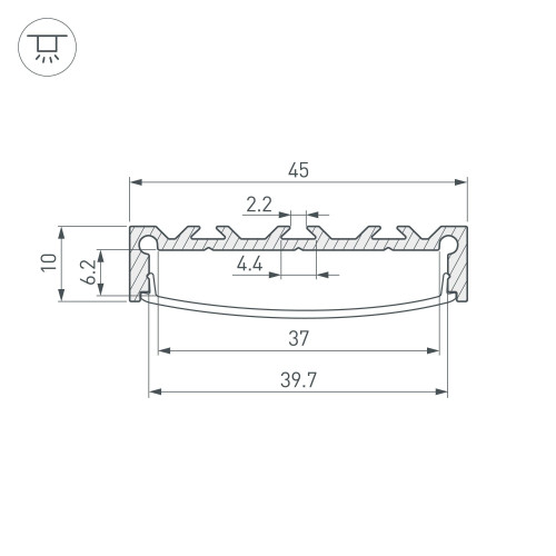 Профиль LINE-4510-2000 ANOD (Arlight, Алюминий) 049248