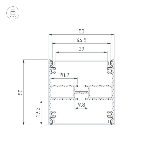 Профиль LINE-5050-DUAL-2000 ANOD BLACK (Arlight, Алюминий) 045652