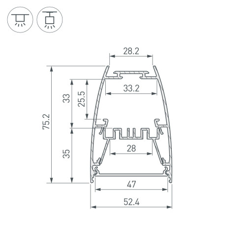 Профиль LINE-5075-U-HONEYCOMB-2000 BLACK (Arlight, Алюминий)