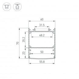 Профиль LINE-6070-2000 ANOD BLACK (Arlight, Алюминий)