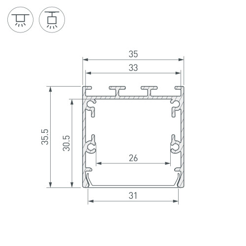 Профиль LINE-S-3535-3000 BLACK (Arlight, Алюминий)