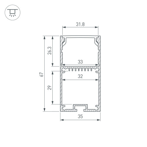 Профиль LINE-S-3667-2000 BLACK (Arlight, Алюминий)