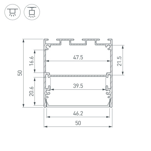 Профиль LINE-S-5050-2000 BLACK (Arlight, Алюминий)