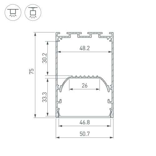 Профиль LINE-S-5075-2000 WHITE (Arlight, Алюминий)