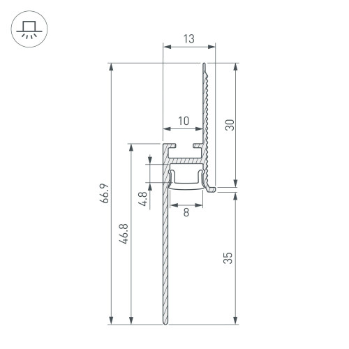 Профиль PLINTUS-FANTOM-BENT-H35-SIDE-2000 WHITE (Arlight, Алюминий)