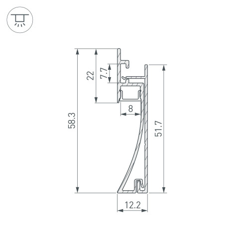 Профиль PLINTUS-H58-F-2000 BLACK (Arlight, Алюминий)