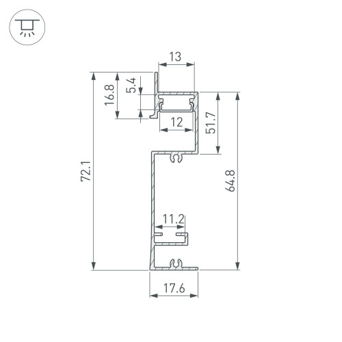 Профиль PLINTUS-H73-F-2000 WHITE (Arlight, Алюминий)