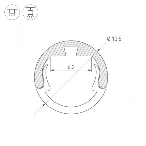 Профиль ROUND-D10.5-2000 ANOD (Arlight, Алюминий)