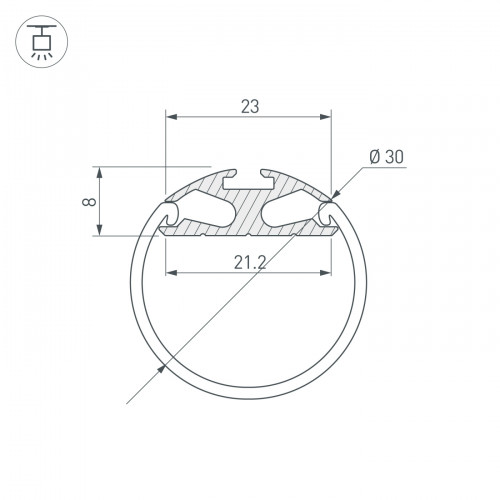 Профиль ROUND-D30-2000 ANOD (Arlight, Алюминий)