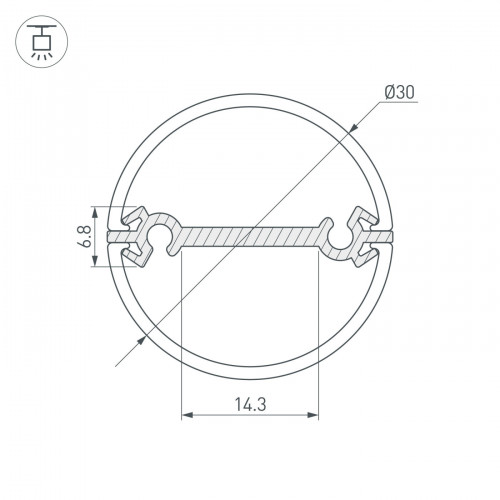 Профиль ROUND-D30-DUAL-2000 ANOD (Arlight, Алюминий)