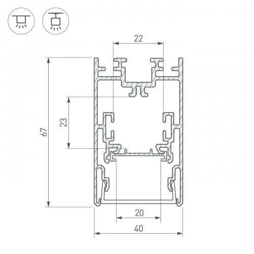 Профиль с экраном S2-LINE-4067-2500 ANOD+OPAL