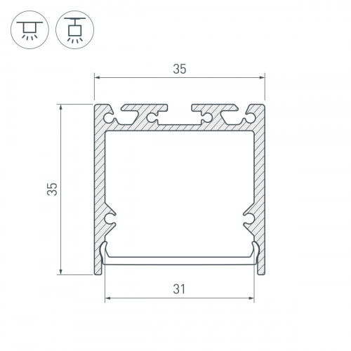 Профиль с экраном SL-LINE-3535-2500 WHITE+OPAL (Arlight, Алюминий)