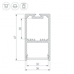 Профиль с экраном SL-LINE-3667-2500 ANOD+OPAL