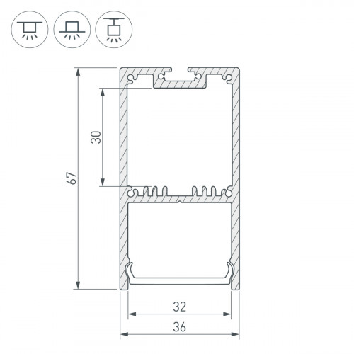 Профиль с экраном SL-LINE-3667-2500 WHITE+OPAL (Arlight, Алюминий)