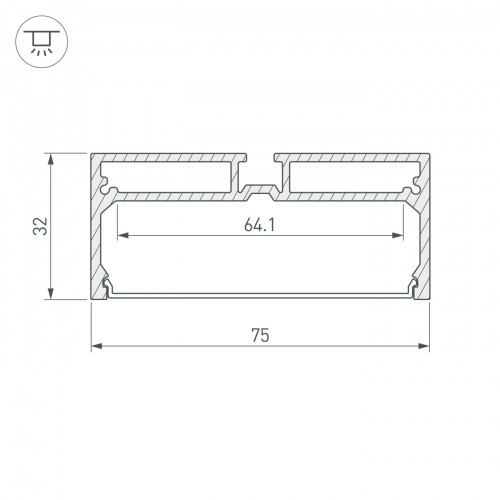 Профиль с экраном SL-LINE-7532-2000 ANOD (Arlight, Алюминий)