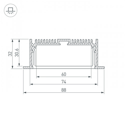 Профиль с экраном SL-LINIA88-F-2500 ANOD+OPAL