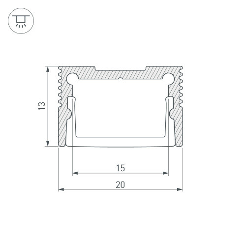 Профиль с экраном SL-SLIM20-H13-2000 ANOD+OPAL (Arlight, Алюминий)