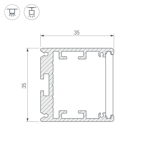 Профиль SL-ARC-3535-D1500-N90 SILVER (1180мм, дуга 1 из 4) (Arlight, Алюминий)